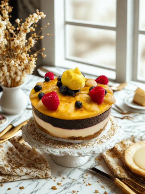 PASTEL MOUSSE DE QUESO CON ARÁNDANOS